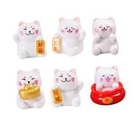 Toddmomy 6 Pezzi Miniature Maneki Neko Figurine in Decorazione da Cruscotto per Auto e Casa Gatti della Fortuna Giapponesi Artigianali Ornaments Feng Shui per Buona Fortuna