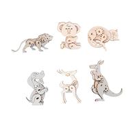 Toddmomy 6 set Puzzle in Legno Animali da Assemblare Kit per Modelli Gatto Cane Koala Leone e Cervo Gioco Educativo per Sviluppo Osservazione e Manualità