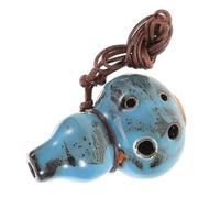 Toddmomy 6foro Ocarina Strumento Musicale Sei in Ceramica Con Corda Di Cera Design Zucca c Blu Smaltato Adatto Per Principianti e Attività All Aperto