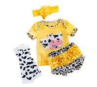 Toddmomy Abbigliamento per Bambole Rinascimentali 0-2 Anni, Completo 4 Elementi in Cotone Giallo, Vestiti per Bambole Rinascimentali