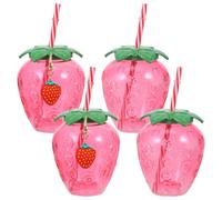 Toddmomy Bicchiere da caffè, 4 tazze da caffè, tazze da caffè, tazze da tè, portatili, per ragazze e donne, con ciondolo alla fragola, bicchieri da cocktail