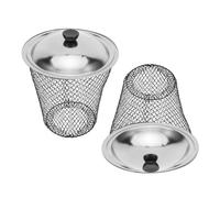 Toddmomy Bidone della Spazzatura da Esterno con Coperchio in Metallo, Contenitore per Compostaggio da Giardino con Aerazione Ottimizzata, Set da 2 Bidoni Sotterranei per Vermicompostaggio