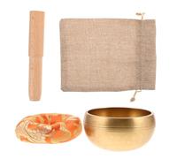 Toddmomy Campana Tibetana Autentica in Rame 8cm Mazzuolo, Tappetino e Sacchetto in Lino - Set Portatile Per Meditazione Yoga e Rilassamento Quotidiano