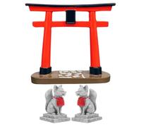 Toddmomy Cancello giapponese di Tori in miniatura, rosso Shinto-Torii, personaggio della volpe, porta delle fate, statua portafortuna per acquario, shintos-Torii, accessorio da giardino