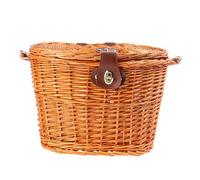 Toddmomy Cestino in Rattan Cestino Manubrio Anteriore Cesto di Vimini Cestino con Coperchio Biciclette per Adulti Bambino Mountain Bike Cestino della Bicicletta bambù