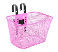 Toddmomy Cestino per Bicicletta Anteriore in Ferro Rosa con Cinturino Regolabile e Fissaggio a Strappo, Cestino da Manubrio per Bici da Donna, per Gite in Città e Brevi Viaggi