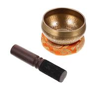 Toddmomy Ciotola Sonora Buddhista in Rame 9cm Martello e Cuscinetto per Meditazione, Yoga e Rilassamento Kit per Meditazione Sonora Colore Casuale