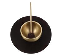Toddmomy Ciotola Sonora da Meditazione Mini in Ottone, Campana Tibetana, con Base e Bacchetta, Strumento per Sound Therapy, Yoga e Viaggio