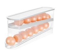 Toddmomy Contenitore per Uova in Pp Bianco Design a Livelli, Distributore Automatico per Frigorifero, Organizer Salvaspazio Elegante per Cucina e Dispensa