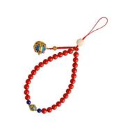 Toddmomy Cordino per Telefono in Stile Cinese Corto Ciondolo a Palla Inciso 8Mm Corda Decorativa Staccabile per Cellulare Portachiavi e Zaino Anello da Polso per Evitare Smarrimenti