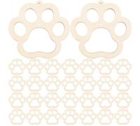 Toddmomy Dischi di Legno Creativi e Sicuri a Forma di Zampa di Cane 30 Pezzi con Corda di Canapa Beige, Non Finiti per Scrittura e Decorazioni DIY
