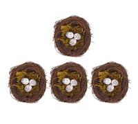 Toddmomy Nido per Uccelli Artificiale in Rattan, 4 Set, Ornamento