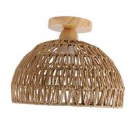 Toddmomy Plafoniera da Soffitto in Ferro Legno e Rattan di Carta Intrecciato Lampada Soffitto Semplice e Rustica per Bagno e Camera da Letto Illuminazione Country Vintage