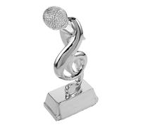 Toddmomy Premio Microfono Argento in Resina di Voce Design Unico a Forma di Microfono, Decorazione per Feste Karaoke e Pezzo da Esposizione Raffinato