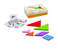 Toddmomy Puzzle Tangram Legno Per Educativo Per Sviluppo Delle Competenze Problem Solving e Confezione Ferro Con Carte Illustrative
