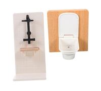 Toddmomy Scala Accessori Bagno in Plastica e Legno con Doccia e Wc Design Sicuro e Resistente Sbiadimento