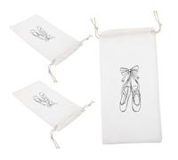 Toddmomy Set 3 Borse per Scarpe da Balletto Coulisse in Cotone Bianco, Facili da Pulire e Resistenti, per Studenti di Danza Classica