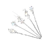 Toddmomy Set 5 Bacchette per Chioma in Lega Argento a Forma di Luna e Stella, Accessori Decorativi Bagliore Lucente per Matrimoni ed Eventi Formali