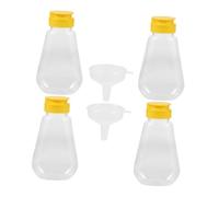 Toddmomy Set 6 Pezzi Bottiglie per Sciroppo 200 Ml Imbuto Contenitori Trasparenti per Condimenti e Salse Dispenser per Cucina per Ketchup Sciroppo e Insalata