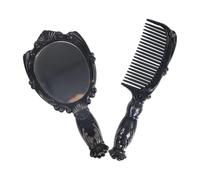 Toddmomy Set Compatto Pettine Lisciante Nero e Specchio Piccolo Portatile in Pp Leggero Design Manico Liscio per Viaggio e Palestra Ragazze e Donne