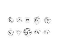 Toddmomy Set da 10 Dadi da Gioco in Acrilico Bianco Numeri Chiari, Dadi Poliedrici Multi-facce per Giochi da Tavolo ed Educazione