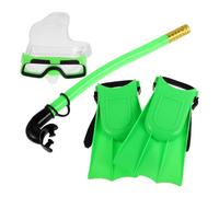 Toddmomy Set da Snorkeling con Occhiali da Nuoto, Pinne Regolabili in Pvc Verde e Boccaglio, Attrezzatura Sicura per Festa Estiva e Avventure Subacquee