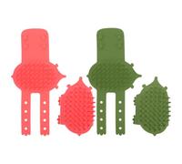 Toddmomy Set di 4 spazzolini regolabili per gatti, in silicone, per la pulizia interna, massaggiatori e gratta-muscoli per animali domestici, ideali per angoli e zone specifiche (verde e rosa).