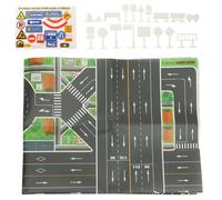 Toddmomy Set Giocattoli Segnali Stradali Mini Mappa Stradale Gioco Educativo, Modelli Segnaletica Colorata e Accessori Didattici per Apprendere Regole Traffico in Famiglia