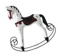 Toddmomy Statua Cavallo Dondolo in Legno Bianco Figurina Artigianale Animale da Equitazione Decorazione Vintage da Tavolo per Ambienti Accoglienti e Rustici