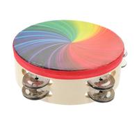 Toddmomy Tamburello Portatile Arcobaleno Con Tamburo Mano e Sonagli Doppio Ordine Strumento Percussione Per Ragazzi e Adulti