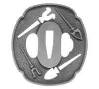 Toddmomy Tsuba per giapponese: Tsuba di guardia per - Paramano in metallo di ricambio inciso per arti marziali e collezione, foro 2,6x0,7 cm