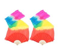 Toddmomy Ventaglio per Danza del Ventre Multicolore da 2 Pezzi: Velo sfumato con Struttura in bambù - ventaglio Pieghevole da 180 cm, Accessorio per Danza per Eventi culturali, Fitness, Festival