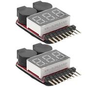 Toddmomy Verificatore di Batterie Lipo Allarme Acustico e Indicatore LED Tester di Tensione Batteria Rc Portatile Monitor Batteria Lipo per Controllo Bassa Tensione Set da 2 Pezzi