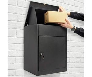 Todeco Cassetta postale pacchi con Feritoia, Serratura, 2 Chiavi, Cassetta della Posta per Pacchi da Parete, Cassetta Posta Piantana per Casa Appartamento Scuola Ufficio, Nero Antracite, 58x44.5x35cm