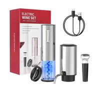 Todeco Cavatappi Elettrico 4 in 1, Set Apribottiglie Ricaricabile USB con Versatore e Aeratore Automatico, Tagliacapsule e Tappo Sottovuoto, Set Regalo per Amanti del Vino