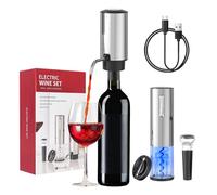 Todeco Cavatappi Elettrico per Vino, Set di Apribottiglie Elettrico 4 in 1 con Cavatappi Ricaricabile USB, Versatore Automatico, Tagliacapsule e Tappo Vino Sottovuoto, Set Regalo per Amanti del Vino