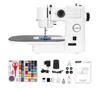 Todeco Macchina da Cucire Elettrica con Tavolo Rimovibile, 39 Punti di Cucito, Doppio Ago e Filo, Luce LED, Pedale, Set da Cucito Completo, Silenziosa per Principianti e Bambini