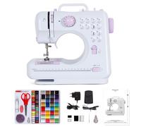 Todeco Macchina da cucire portatile con cassetto, macchina da cucire principiante con 12 programmi di cucito, kit cucito e pedali, viola