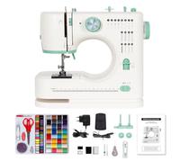 Todeco Macchina per Cucire Automatica con 16 Operazioni di Cucito, Ago doppio e filo doppio, Macchina Cucire Portatile, per Principianti e Bambini, Pedale e Kit da Cucito (Verde)