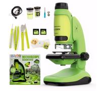 Todeco Microscopio Bambini, 50x-250x Microscopio, Microscopio portatile da tavolo 2 in 1 che con illuminazione LED con 2 Vetrini, 1 vetrini campione, adatto a bambini e studenti