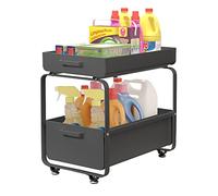 Todeco Organizzatore sotto Il Lavandino 2 Livelli, Scorrevole Scaffale Sottolavello Portaoggetti, Organizer Sottolavello Portaoggetti per Cucina Bagno, Acciaio al Carbonio (Nero)