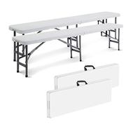 Todeco Panca In Plastica Resistente, Panca Portatile Pieghevole, Pieghevole a metà, Pacco da 2, Carico massimo: 300 kg, Bianco