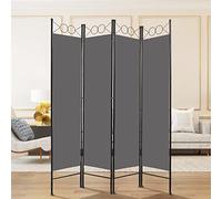 Todeco Paravento interno 4 pannelli, separatore camera pieghevole, schermo per la privacy camera da letto, balcone, 160 x 180 cm, grigio