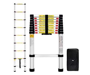 Todeco - Scala Telescopica, Scala Pieghevole - Carico massimo: 150 kg - Standard/Certificazione: EN131-2,6 Metri, Borsa per trasporto GRATIS, EN 131