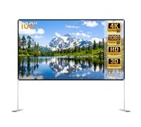 Todeco Schermo per Proiettore 100 Pollici, Portatile con Supporto, 16:9 | 4K Full HD e 3D, proiezione fronte/retro, pieghevole, lavabile, borsa inclusa, per casa, ufficio e all'aperto