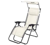 Todeco Sdraio Pieghevole Sdraio da Giardino con Parasole, Lettini da Giardino Pieghevoli con Cuscino Poggiatesta Regolabile, Carico massimo 100 kg, Beige