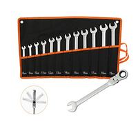 Todeco Set chiavi combinate a 12 pezzi, Chiavi a cricchetto 8-19 mm, Attrezzi da lavoro Metriche, Set chiavi a cricchetto con borsa da trasporto