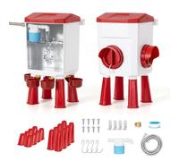 Todeco Set Mangiatoia e Abbeveratoio Automatico per Galline 8 kg + 7 L | 2 aperture mangiatoia, 4 coppette abbeveratoio, valvola a galleggiante, con piedini, da appendere o a parete