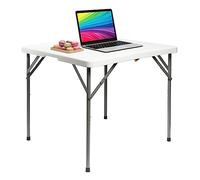 Todeco Tavolo Quadrato Pieghevole, Tavolo Trasportabile 86x86x74cm, Tavolo Portatile Pieghevole, Carico Massimo: 100 kg, Bianca