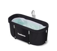 Todeco Vasca da bagno pieghevole portatile per adulti, grande mobile autoportante vasca da bagno con staffa metallica rinforzata, per piccolo bagno, per SPA, doccia, Bagni di ghiaccio e bagni caldi